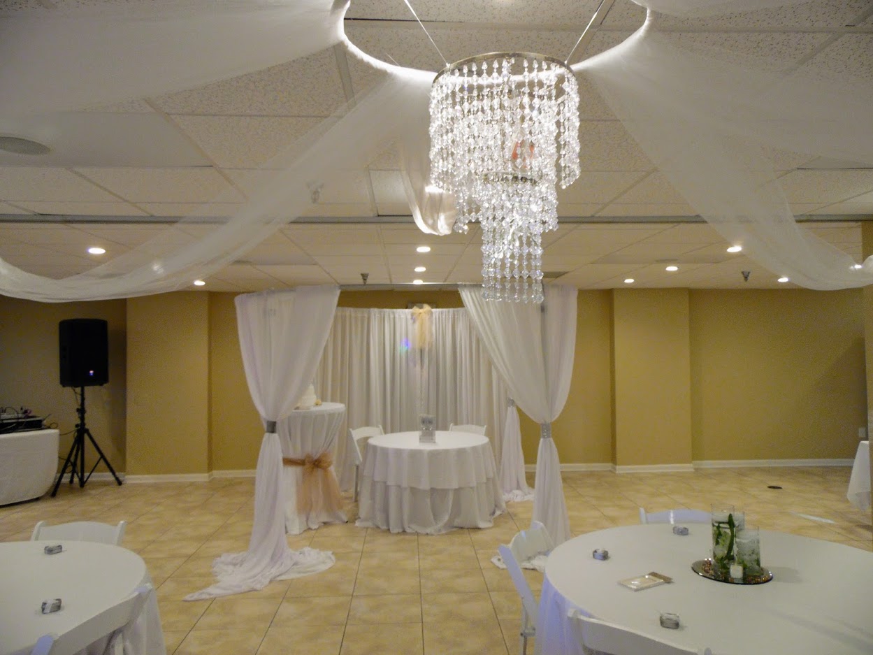 Indoor reception dance floor chandeliers