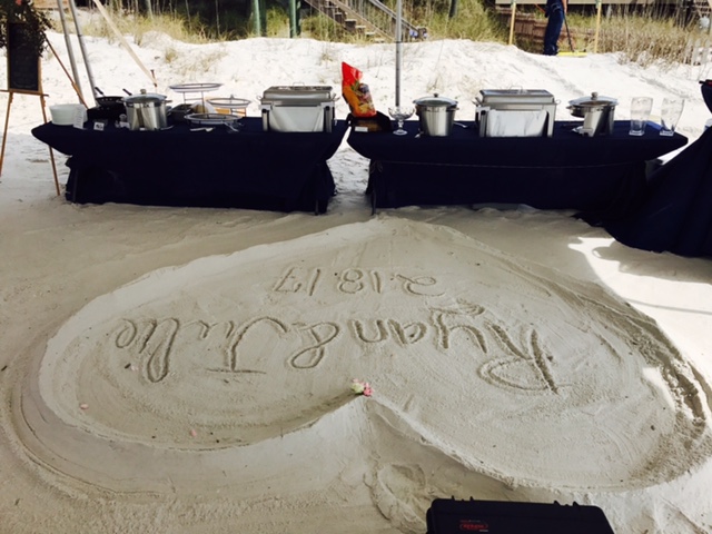 Heart sand ceremony with reception table