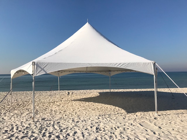 40 Hex high-peak tent on Gulf Coast beach
